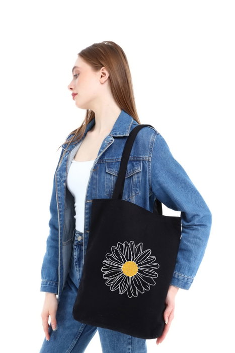 Zoozie Bags 1555 Bolso Tote de Algodón Negro 35 x 40 x 8 cm
